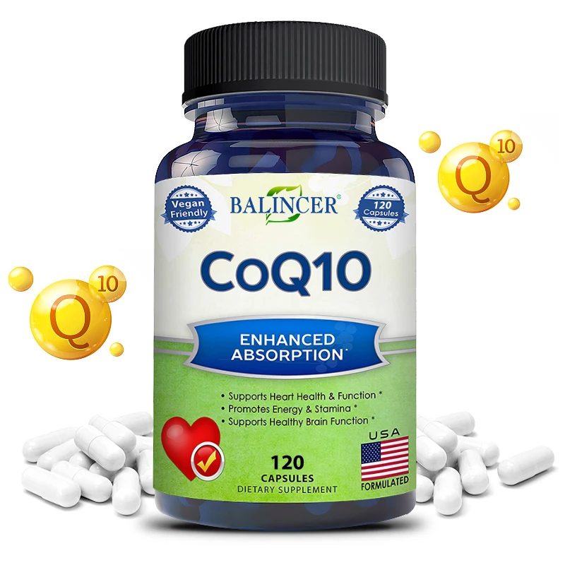 Organic Ultra High Absorption COQ10 Coenzyme Q10 Vascular and Heart Health Blood Pressure Balance Support Energy Brain Function