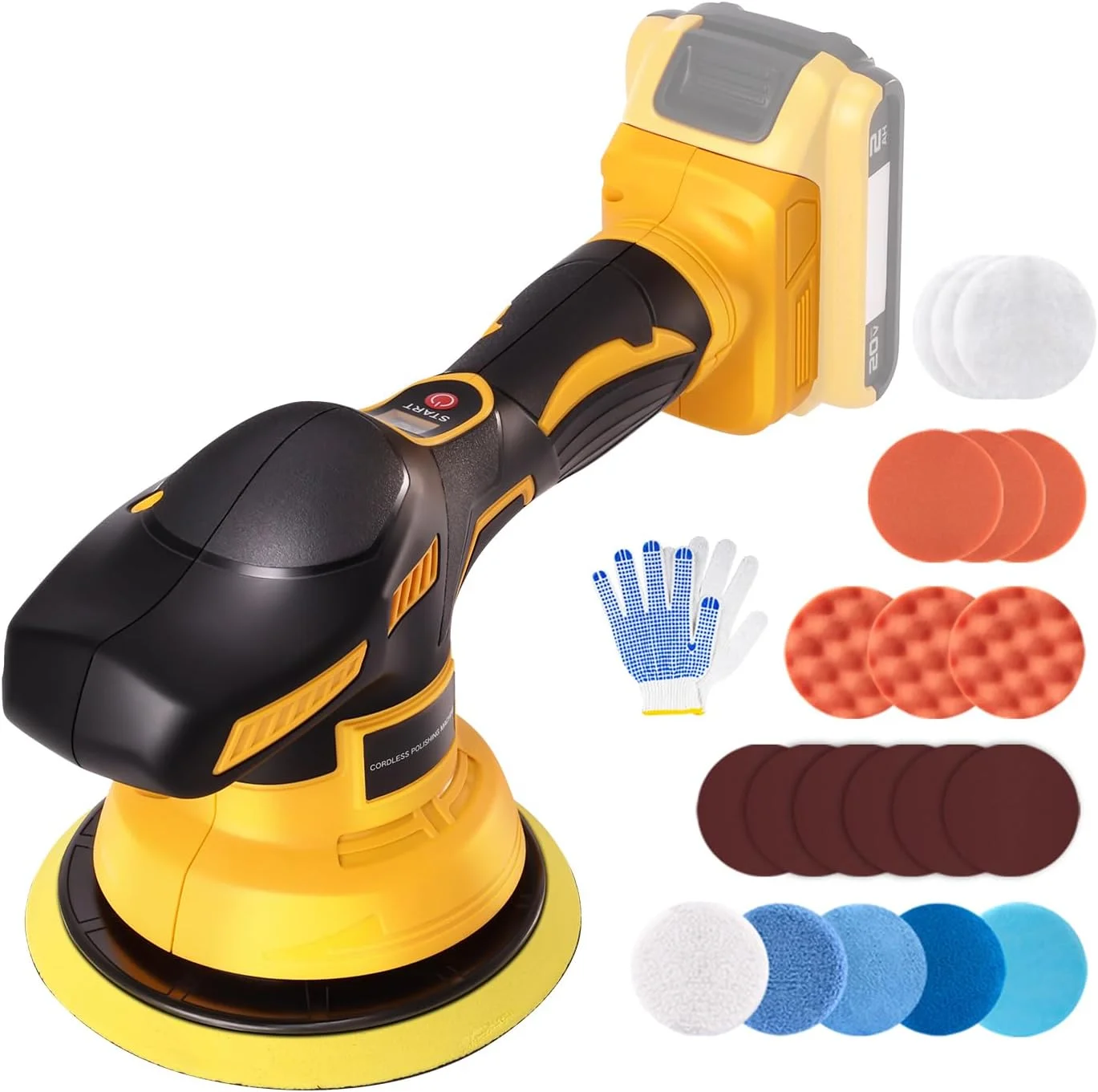 

Cordless Car Buffer Polisher with 8 Variable Speed, Car Polisher for Detailing/Polishing/Waxing for DeWalt 20v Battery