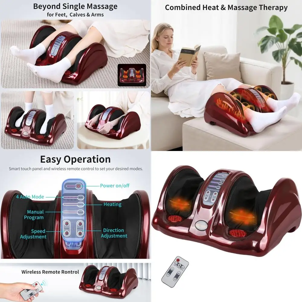 

Heated Shiatsu Foot Massager for Improved Circulation and Pain Relief, Deep Kneading for Ankle, Calves, and Feet, Ideal Gift for