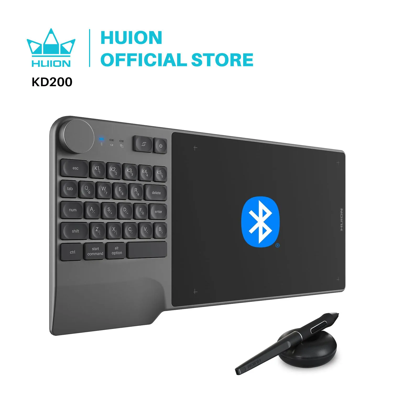 Huion 키보드 포함 디지털 드로잉 태블릿, 배터리 프리 펜, 무선 그래픽 태블릿, OSU 게임 키다이얼, KD200 