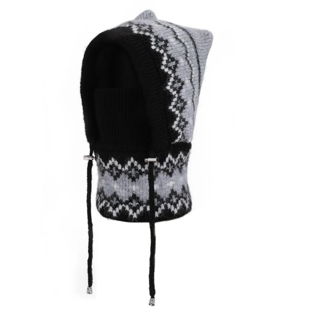 Knitted Knitted Beanie Hat Integrated Warmth 3 in 1 Design Balaclava Hat Windproof Earflap Design Winter Hat with Scarf