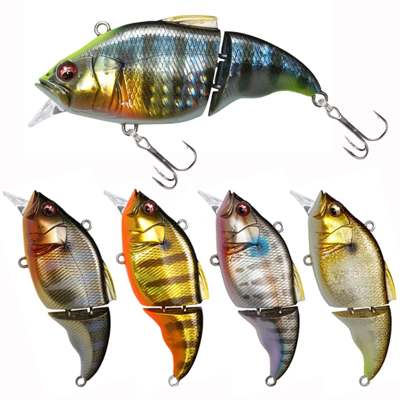 9.7g 71mm Realistico 2 Segmenti Minnow Richiamo di Pesca Galleggiante Crankbait Esca Artificiale Wobbler per Bass Pike Swimbait Attrezzature