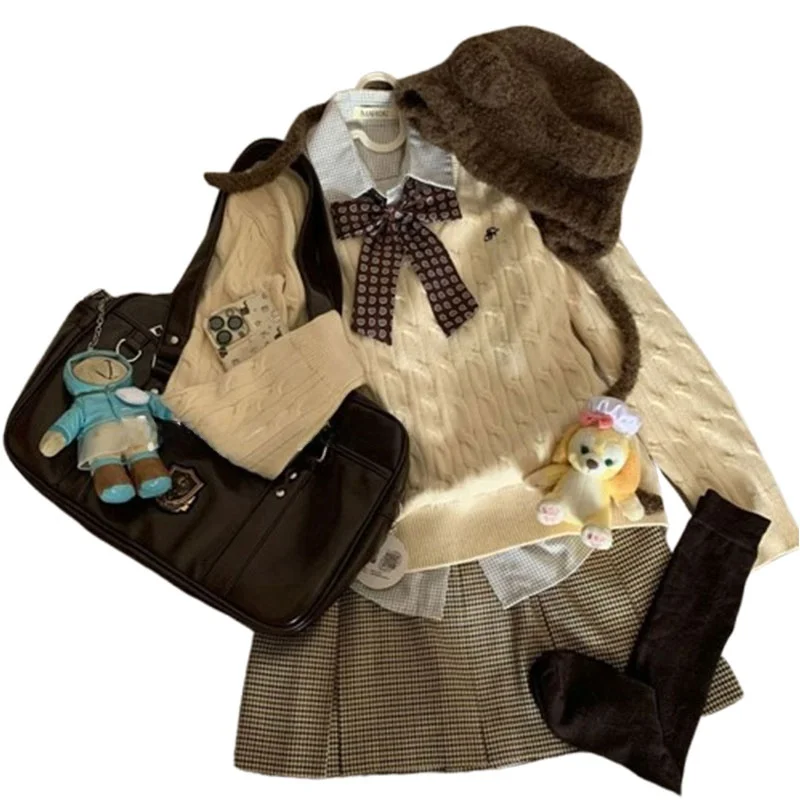 멋진 티피스 여성 패션 세트 2024년 가을 다용도 플러스 사이즈 스웨터와 스커트 콤보 아름다운 자매룩