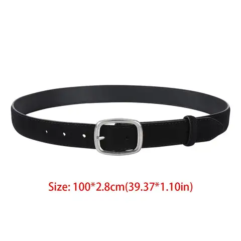 रेट्रो जींस सजावट साबर बेल्ट चौड़ाई कोरियाई शैली पु कमरबंद चांदी स्क्वायर बकसुआ फैशन पतलून सजावट दैनिक 12 best sales बेल्ट चांदी - №3