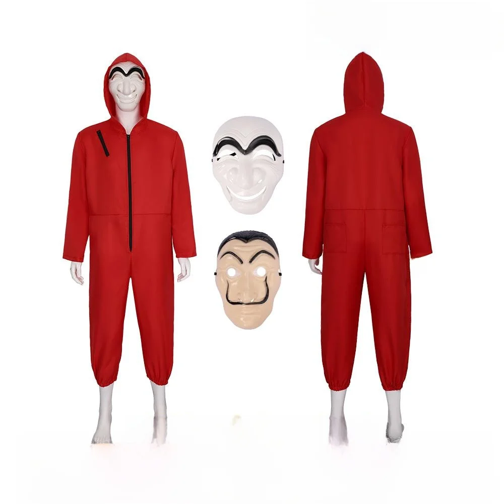 

Хэллоуин Косплей Дали Взрослые Дети Ролевая Маска Plang Y Suiting Одежда Бумажный Денежный Дом Цельный Наряд Этническая Сценическая Ко...