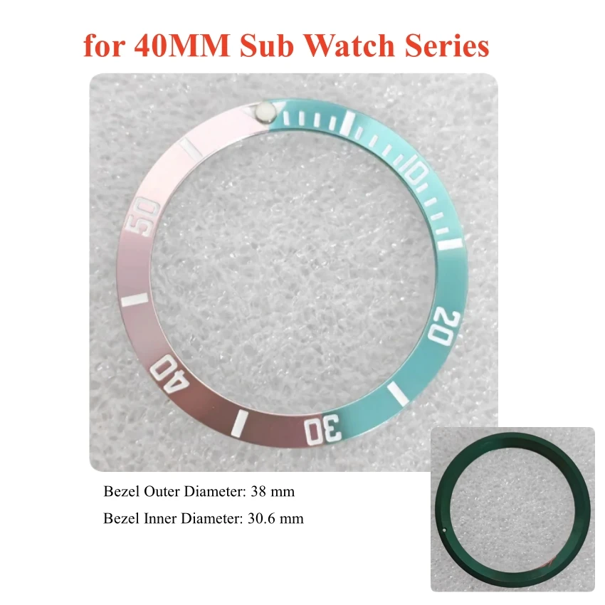 Diameter 38MM–30.6MM Watch Bezel for 40MM Sub Watch Series Two-color Aluminum Bezel Accessories