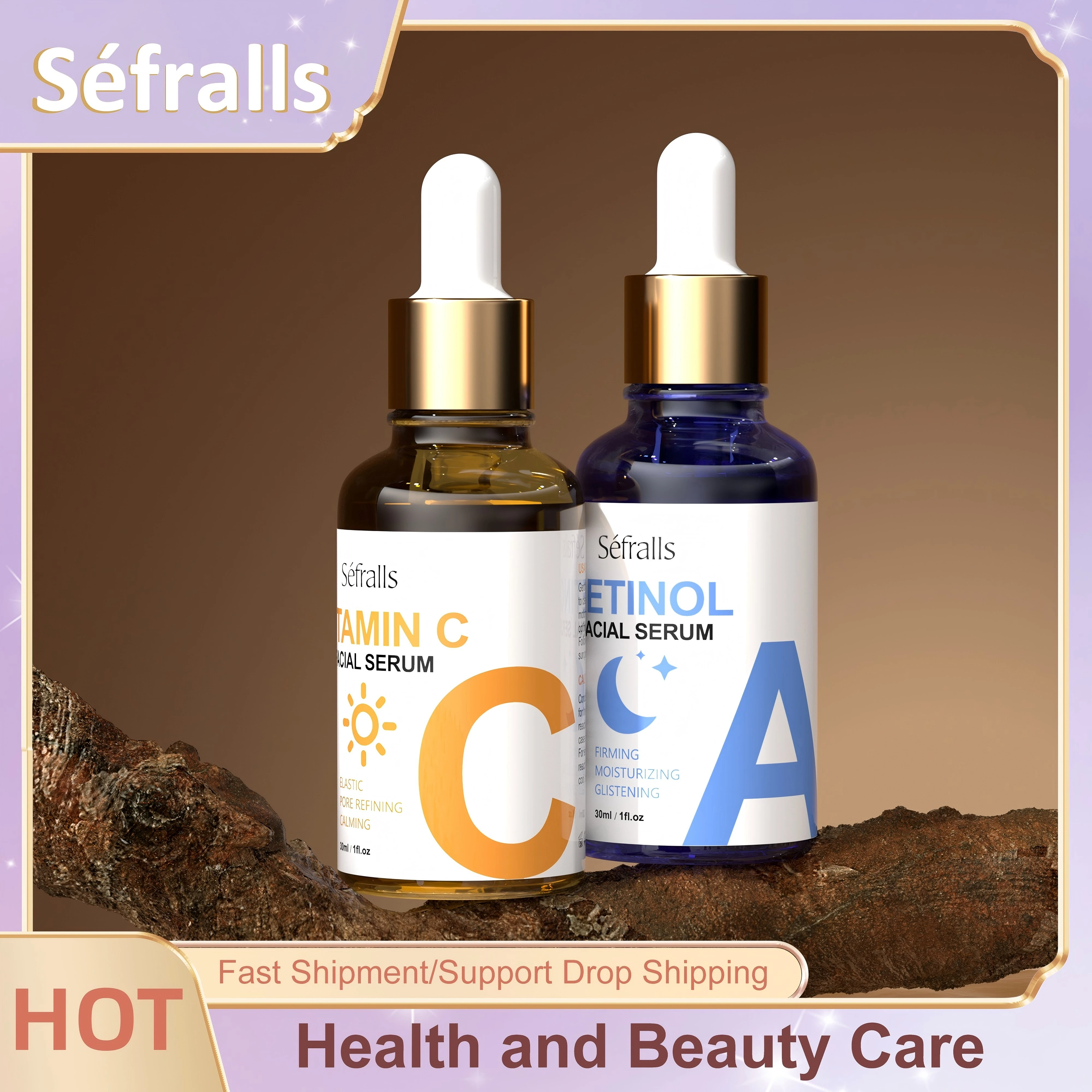 

Séfralls RETINOL & VITAMIN C 30ML*2PCS Firming Absorption Anti-Aging Facial Essence Collagen Wrinkle Removal Skin Care Essence