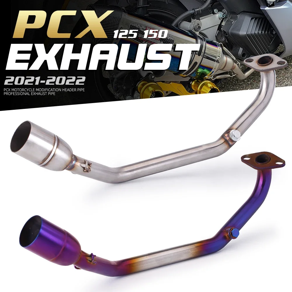 

.For Honda PCX125 PCX150 PCX 125 2017 2018 2019 2020 2021 2022 Motorcycle Exhaust Escape System Modify Full Front Link Pipe