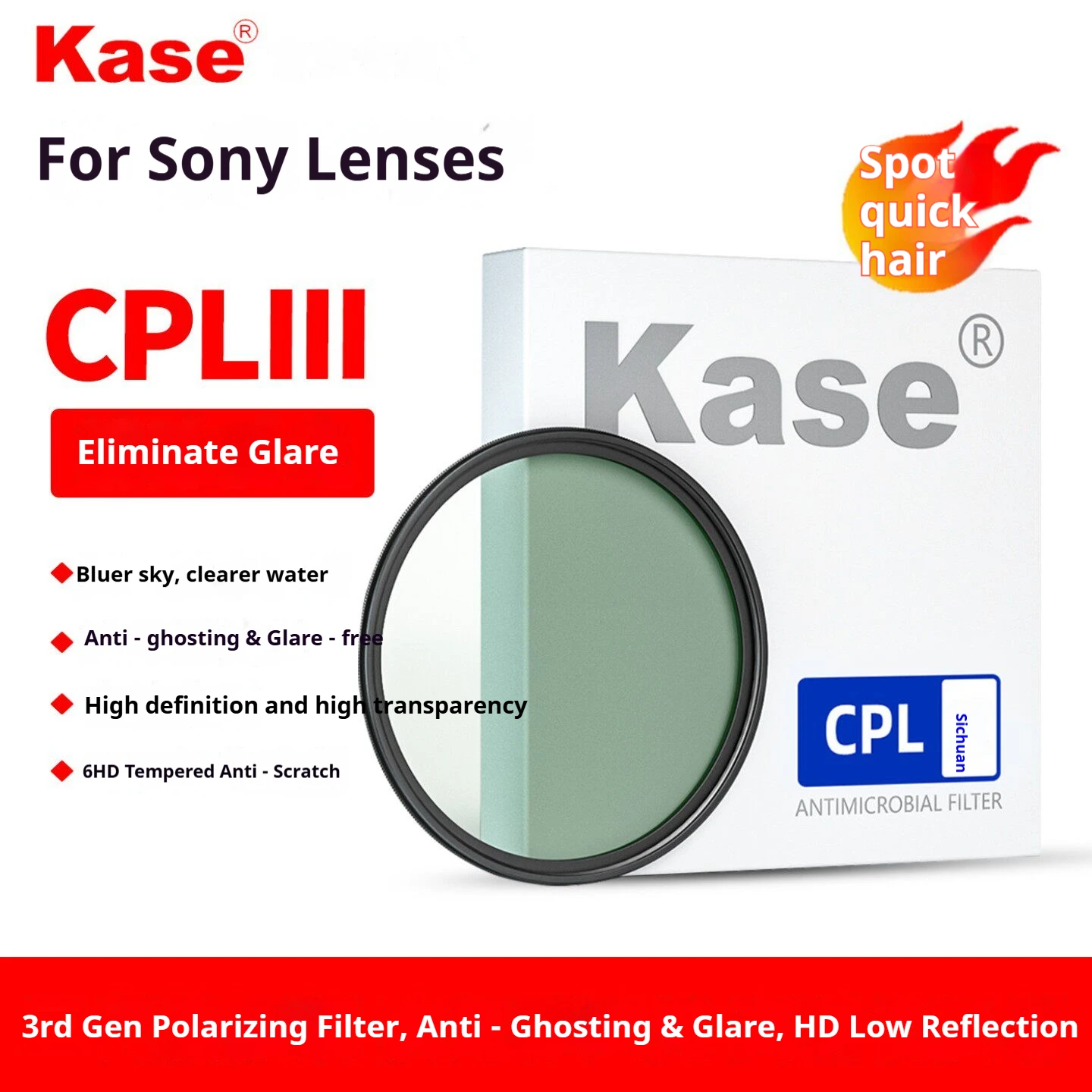 Kase 3rd Generation CPL Polarizing Filter: Eliminates Glare, Polarizes Light, and Enhances Color Saturation