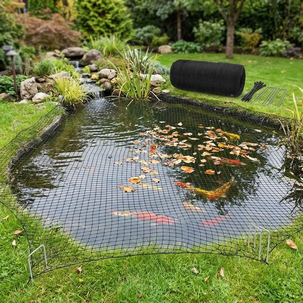 HDPE Pond Netting for Garden Fish Pond Owners UV Resistant Square Mesh Leaf Cover Animal Deterrent Weatherproof Durable
