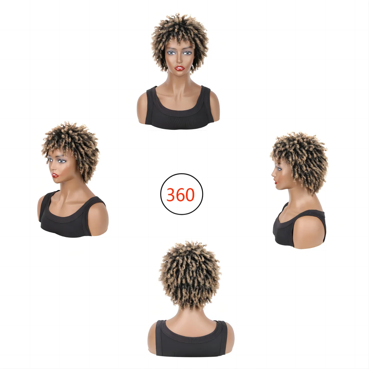 Synthetic Short Afro Dreadlock Wig Curly Faux Locs Hair Wigs Short Dreadlock Wig for Black Women And Men Afro Kinky Twist Wig