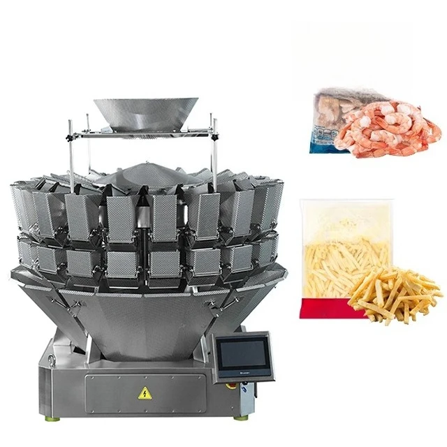 High Speed 20 Heads Multihead Weigher 250g 500g 1kg Shelled Fresh Shrimp Filling Machine Frozen Food Multi Head Packing Machine