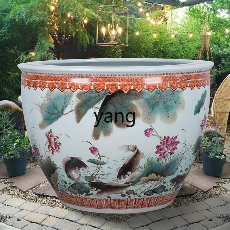 LH ,ceramic fish tank courtyard home outdoor balcony living room fish turtle water lily