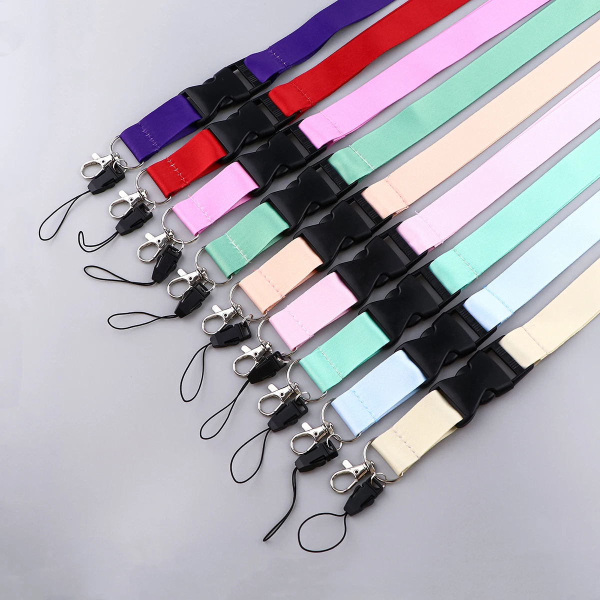 Classic Pure Color Macaron Credential Holder Lanyard for Keys Neck Strap ID Card Badge Holder Key Chain Keys Accessories Gifts