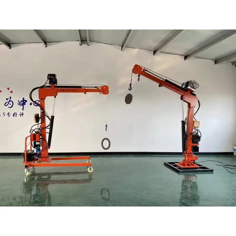 Portable 2Ton Hydraulic Electric Winch Crane with Remote Control for Truck Construction Farming 360 Rotary Lifting