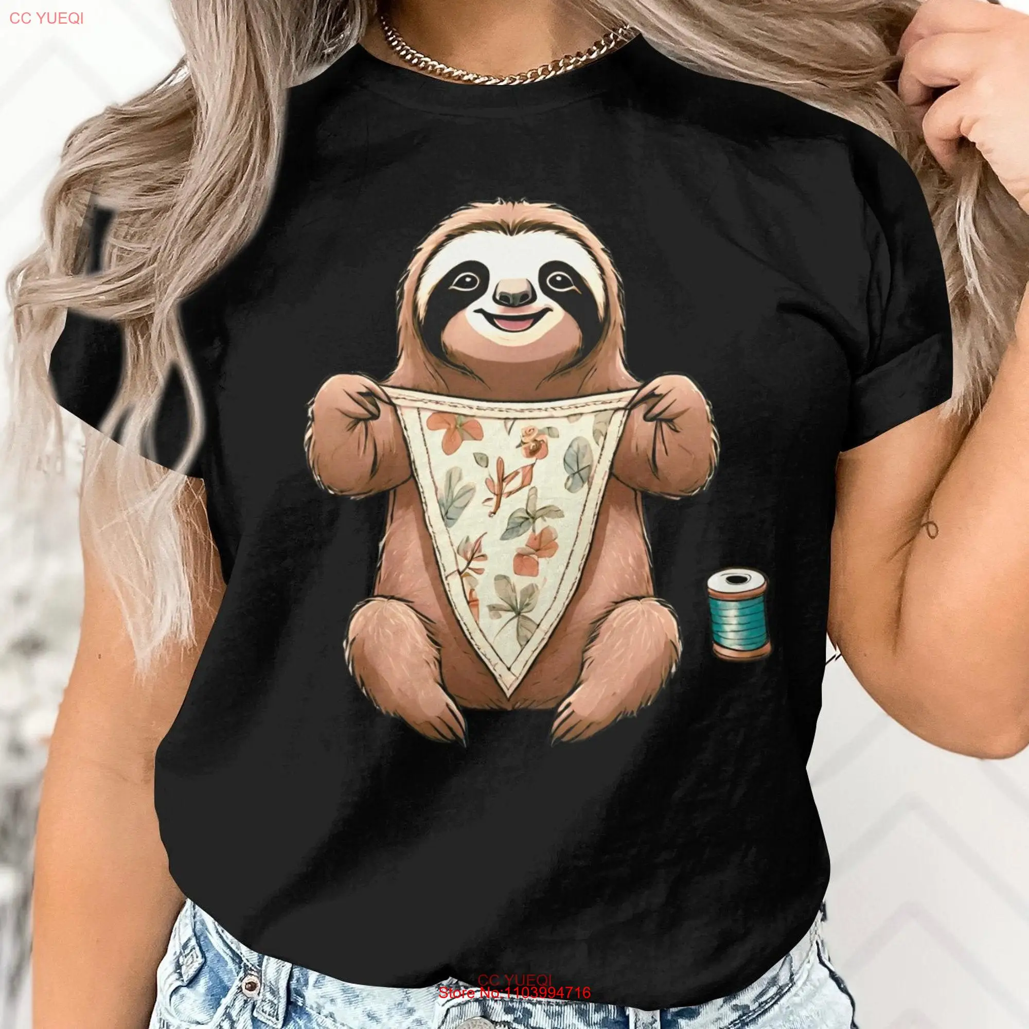 Funny Tailor Sewing Sewer Sloth Animal Women T Shirt Cool Lover Birthday Holiday Presents Men Kids long or short sleeves