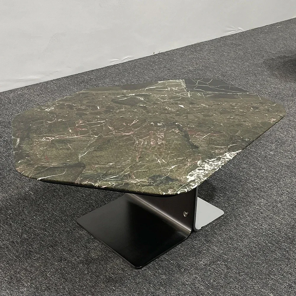Exquisite Craftsmanship Stainless Steel Legs Marble Rooftop Coffee Table, Simple Loft-style Tea Table