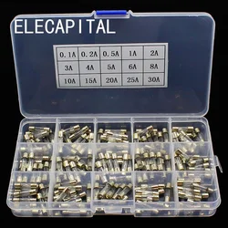 15Kinds 150pcs 5*20 Fast-blow Glass Tube Fuses Car Glass Tube Fuses Assorted Kit 5X20 with Box fusiveis 0.1A-30A Household Fuses