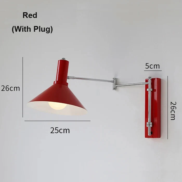 Bauhaus Rocker Wandlamp Met Stekker Opvouwbare Slaapkamer Naast Retro Nachtkastje Muur Leesbedrading Gratis Draaibare LED Wandlamp
