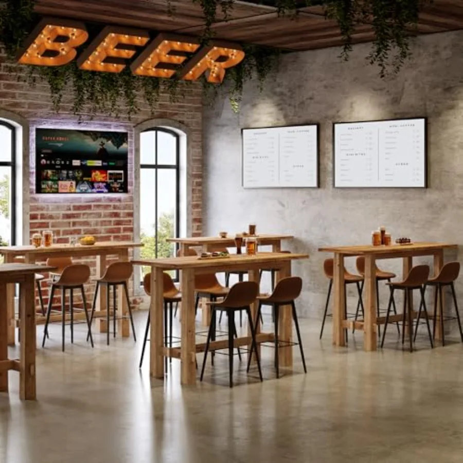 

Solid Wood Bar Height Dining Table 63 Long with Footrest for Kitchen Cafe Restaurant Patio Bakery Only Table