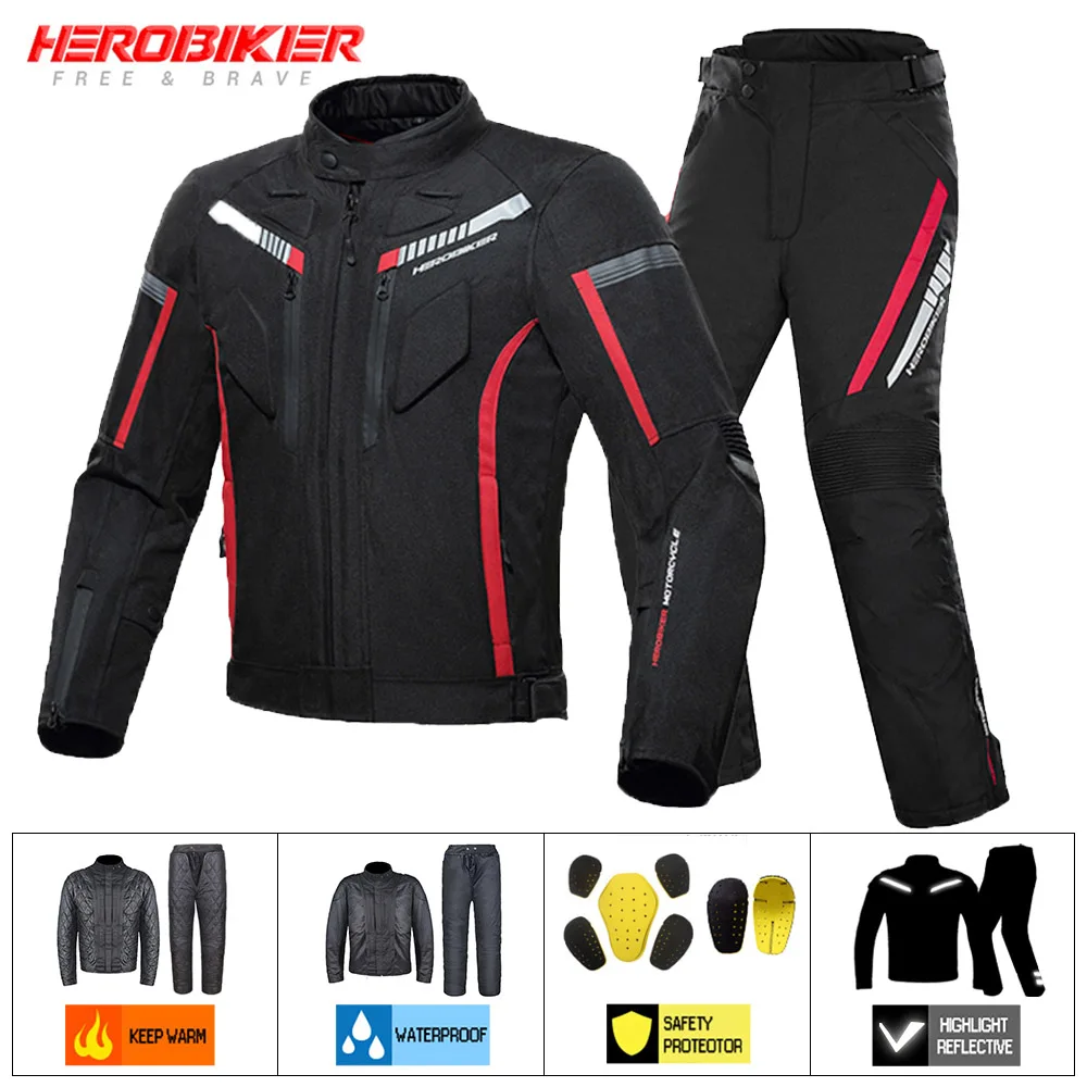 

Waterproof Motorcycle Jackets Moto Jacket Pants Suit Windproof Motorcross Riding Racing Motorbike Clothing With Protective Gear