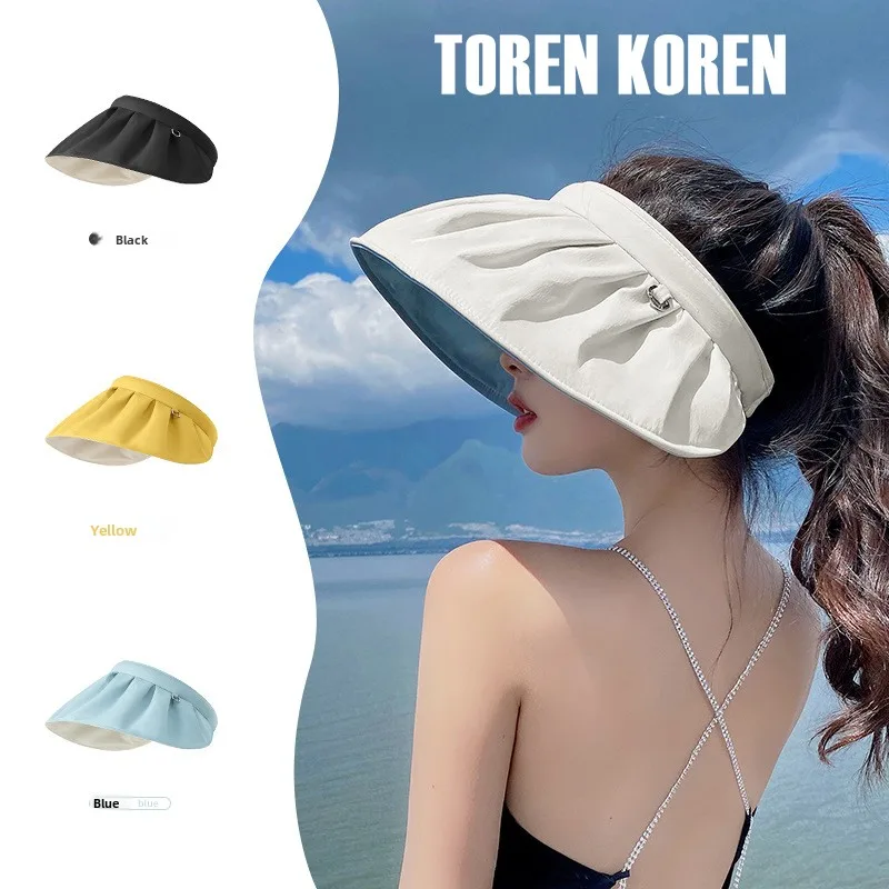 

Toren Koren Shaped Women's Sun Hat Empty Top Beach Sun Protection Cap Fashionable UV Protection Beach Accessory