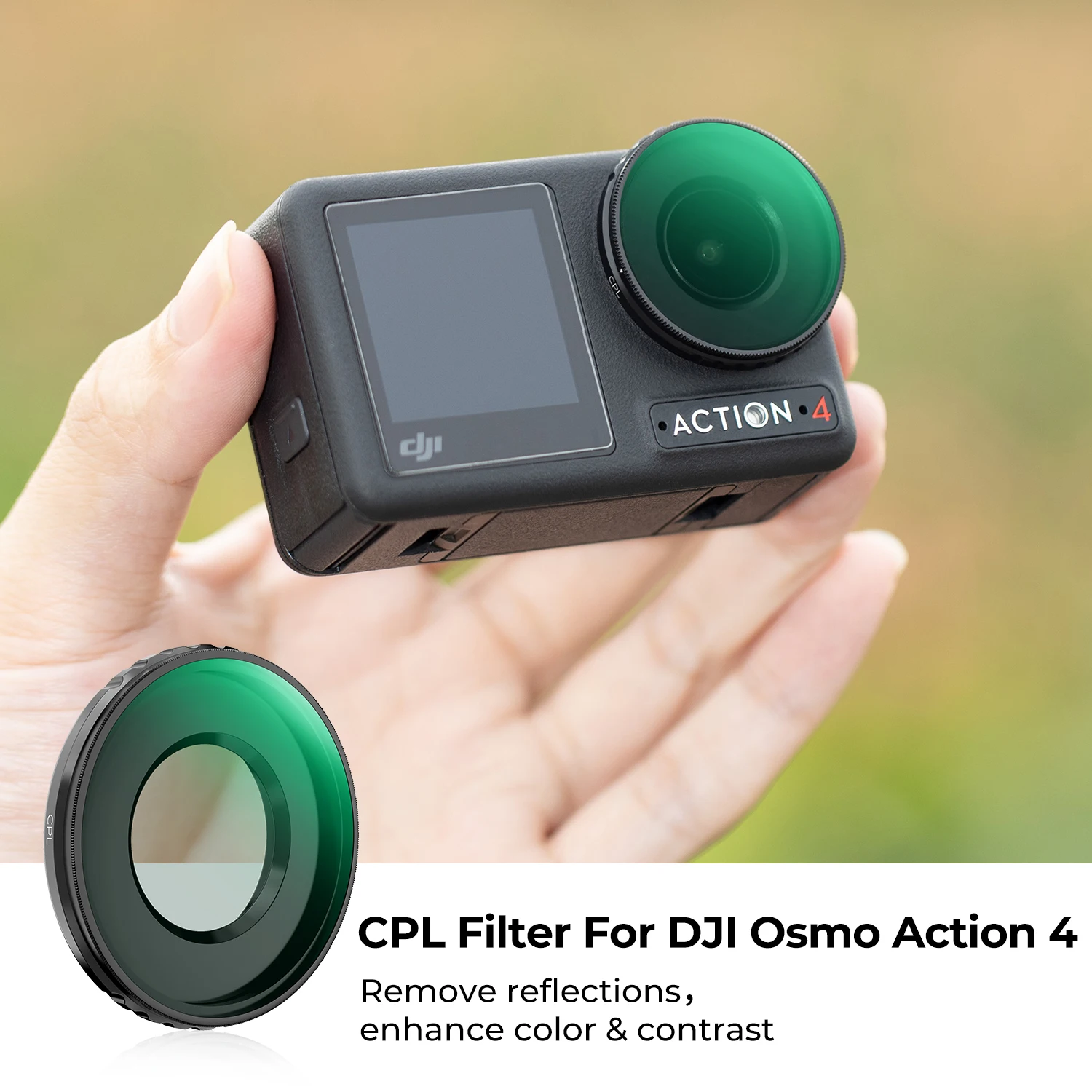 K&F Concept CPL Camera Len Filter For DJI Osmo Action 4 Circular Polarizers Filter Waterproof Anti-scratch 28 Multi-Layer Coated