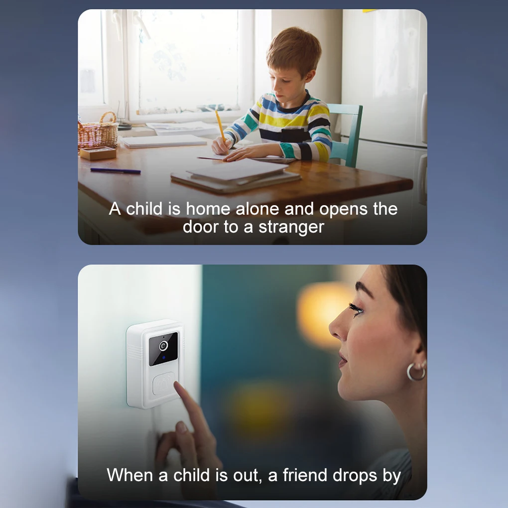 WiFi Video Doorbell Camera Visual Wireless Smart Doorbell Night Vision Two-Way Audio Cloud Storage Security Door Bell Chime  ﻿