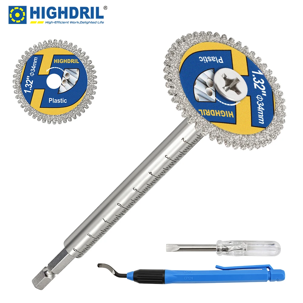 HIGHDRIL Diamond Blade Kit PVC PPR With 2pcs Disc Inside Plastic Pipe Cutter Internal Plumbing Tool Deburring Tool Saw blade
