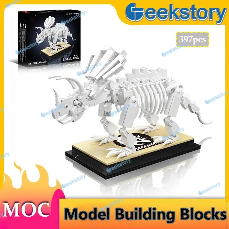 

MOC 397 шт., трицератопс, ископаемая модель динозавра, набор строительных блоков, сборка, развивающие игрушки «сделай сам», украшения, кирпичи, подарок для детей