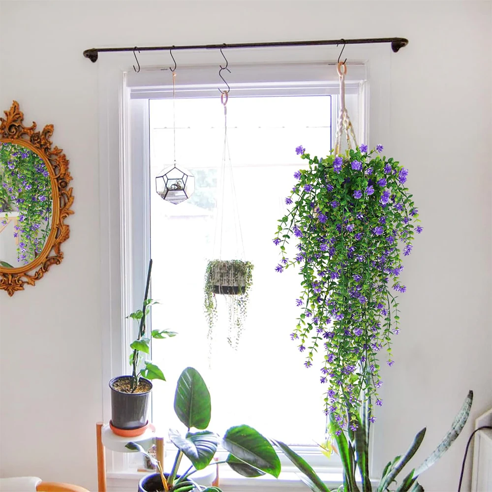 نبات اصطناعي فو الأوكالبتوس معلقة الكرمة مقاومة للأشعة فوق البنفسجية الأمهات وهمية للخارجية حديقة جدار ديكور غرفة المنزل الزفاف الديكور #4