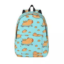 Cute Capybara Swimming Kawaii Capy zaino elementare High College School Student Bookbag Teens Canvas Daypack Outdoor