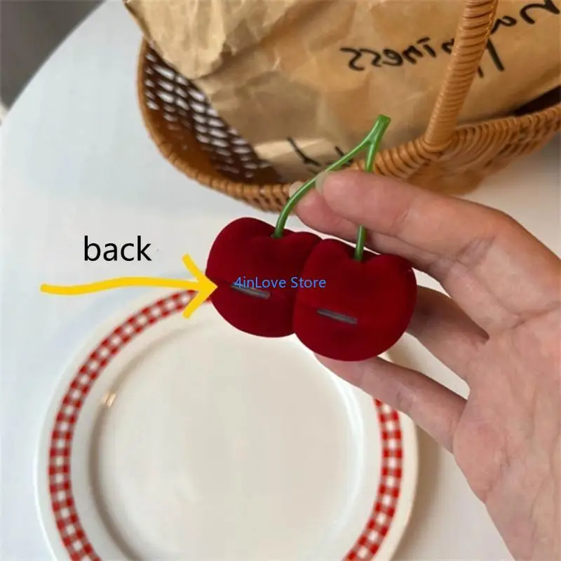 T4MD Compact Storage Box Portable Case Case Cherry على شكل أقراط