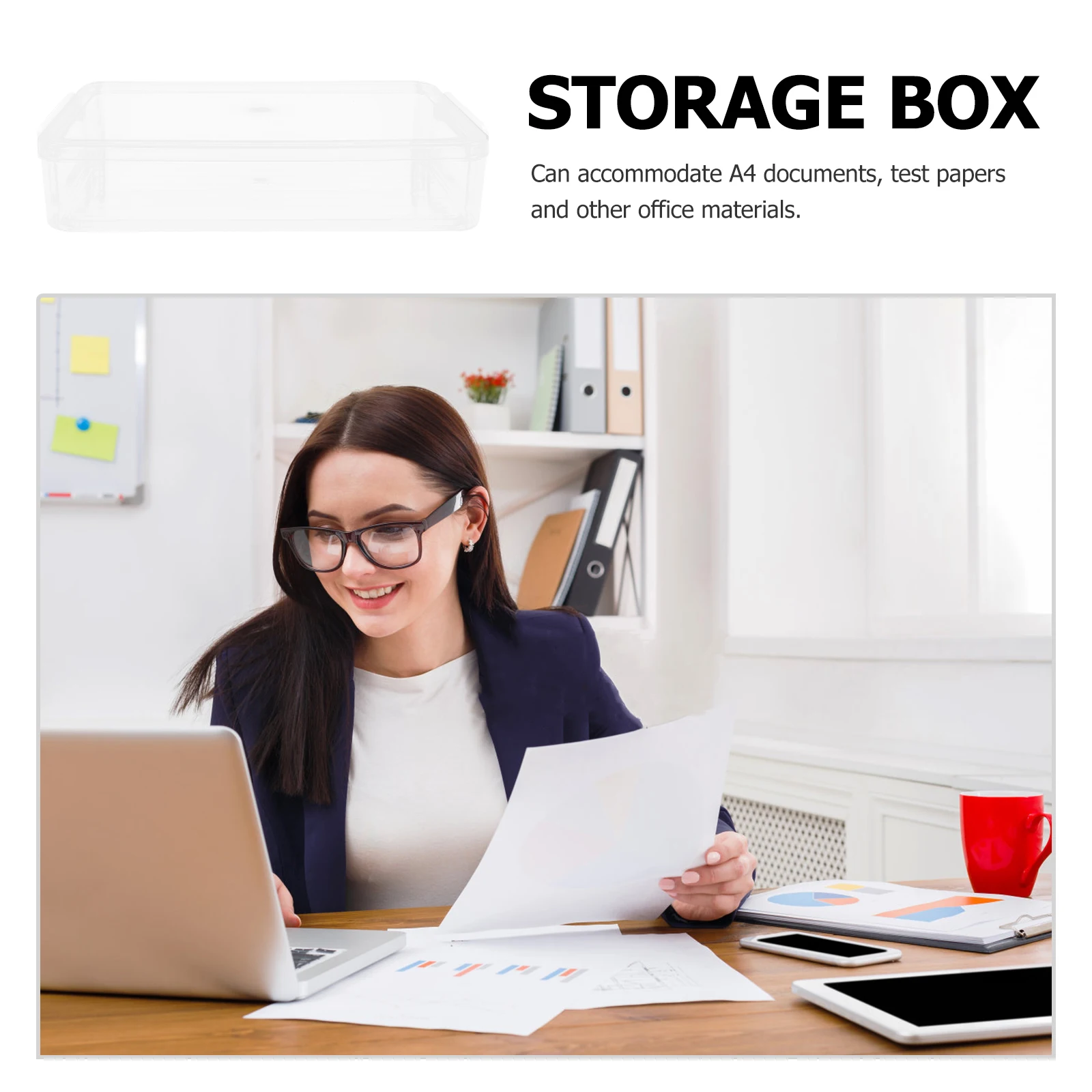 

1pc A4 Pet Document Box With Buckle Lid Waterproof File Organizer For Cards Photos Certificates Desktop Files Storage Container