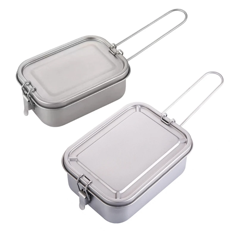 

2025 New Camping Bentos Container Lunch Box With Folding Handle Rectangle Lunch Box