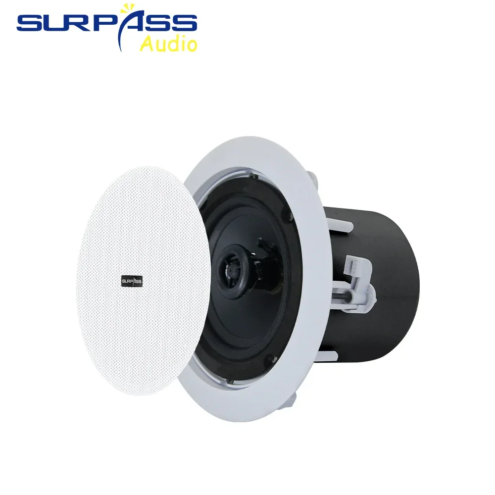 Home Theater Sound System 5 Inch 8 Ohm 20W Ceiling Speaker Moisture-Proof In Wall Ceiling Speaker  ABS Material with Back Cover