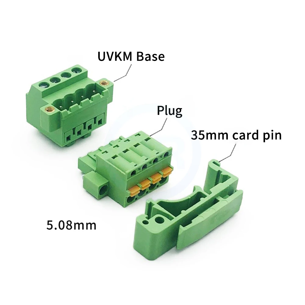 1 Pcs 5.08mm Flanged Rail Mount Solderless Butt Plug-In Terminal Block Kit KF 2EDG-UVKM/KDM 2EDGKDM 2-24Pin