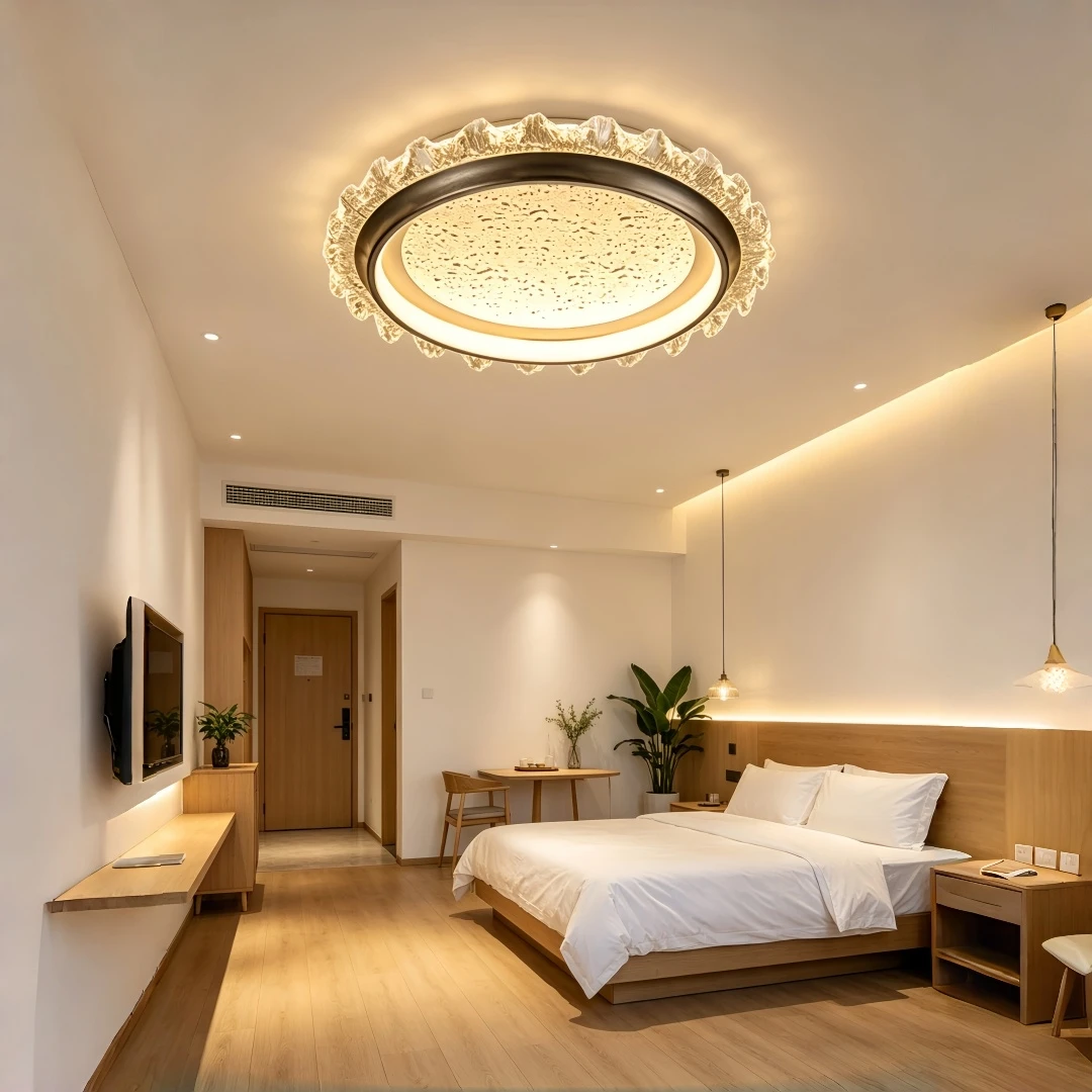 Modern Luxury Crystal-Edged Flush Mount Ceiling Light for Living Room Bedroom Hallway Cafe Restaurant and Luxurious Home Decor