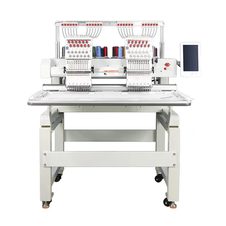 Dual-Head 12-Needle Computerized Industrial Embroidery Machine for Caps and Flat Fabrics A15 Model Home Use Easy to Operate