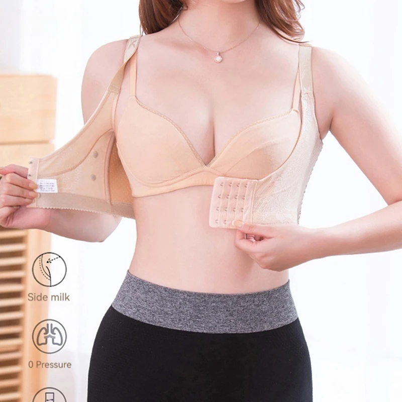 

Pregnant Women's Ultra-thin Front Opening Anti Glare Nursing Bra Breathable No Steel Ring Front Opening Bra Anti Sagging