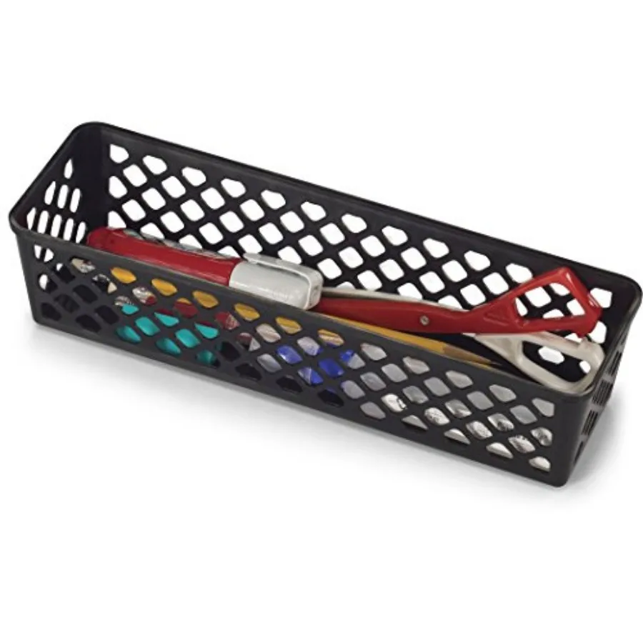 

Recycled Supply Basket, Plastic, 10.13 x 3.06 x 2.38, Black, 3/Pack