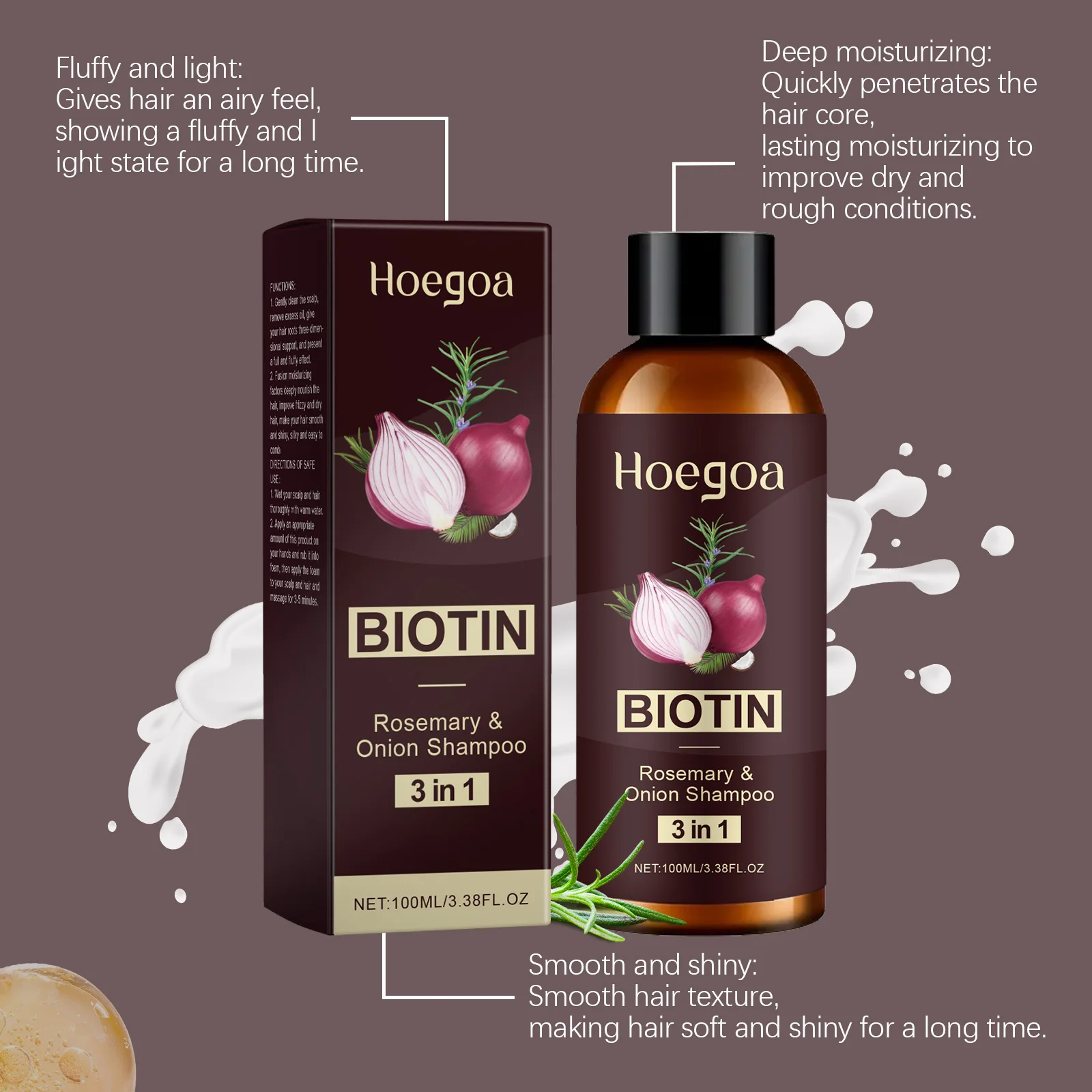3-in-1 Red Onion Shampoo Black Seed Oil Hair Care Shampoo Hair Care Gentle Cleansing Nourish Scalp Refreshing Shampoo image 4