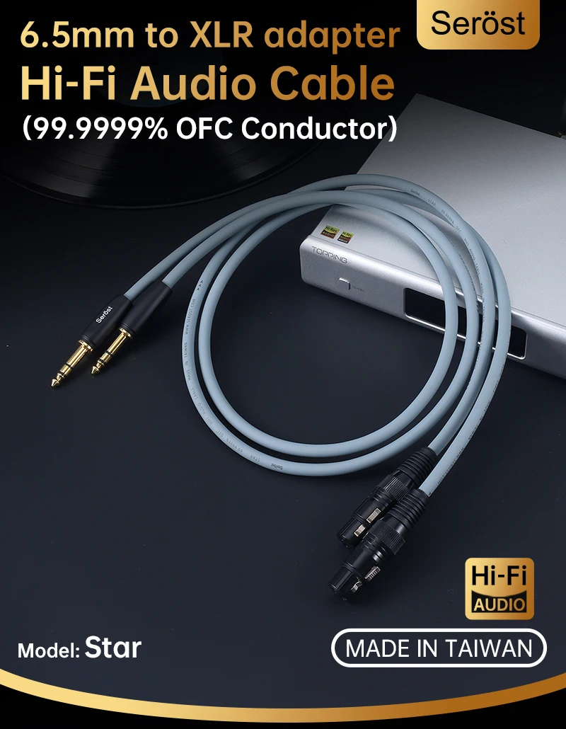 Serost Star HiFi Audio OFC Sauerstofffreies Kupfer-Adapterkabel 6,5mm Stereo auf XLR-Balance für Mikrofon, Mischpult, Lautsprecher – Detail 1