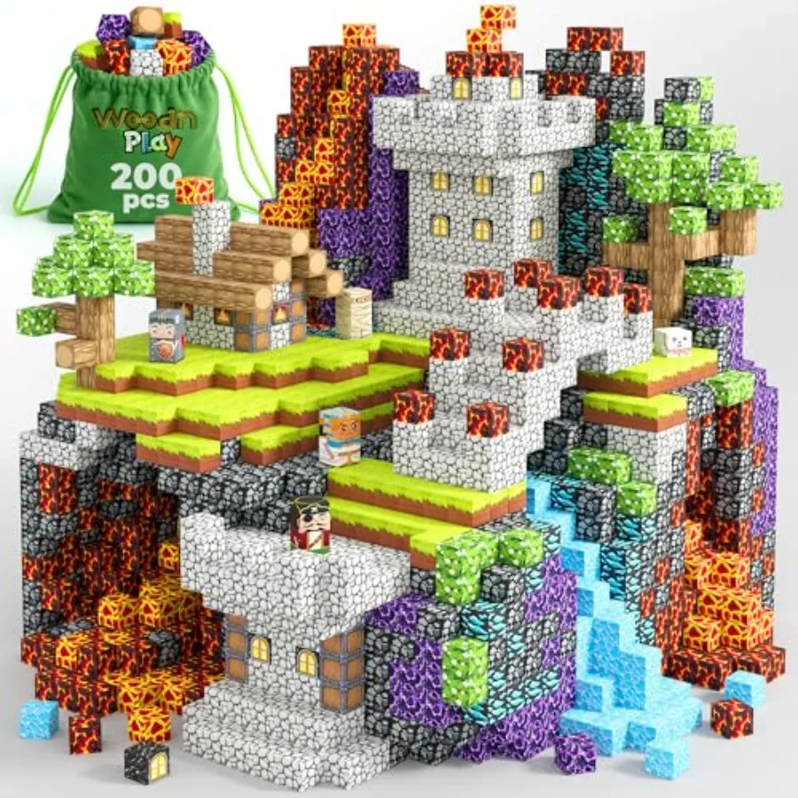 

Magnetic Blocks 0.8 INCH Cubes 200PCS STEM Building Toys for Ages 3-12, ABS Plastic, Rainbow Colors, Strong Neodymium Magnets,