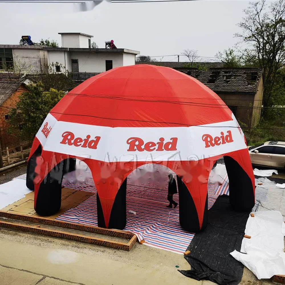 Barraca de aranha inflável iglu grande de 12m por atacado, barracas de gazebos de trenó com dossel de ar de tecido de impressão personalizada