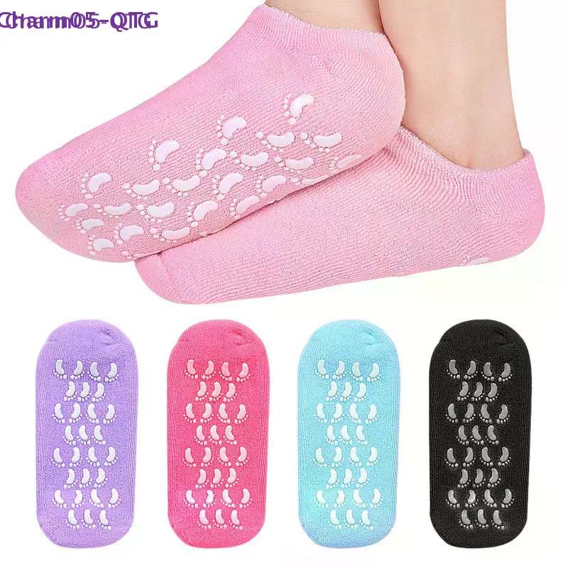 1Pair Multi Colored Essential Oil Moisturizing Socks Gloves For Dry Cracked Feet Nourishing Skin Lubricating Foot Care Massage