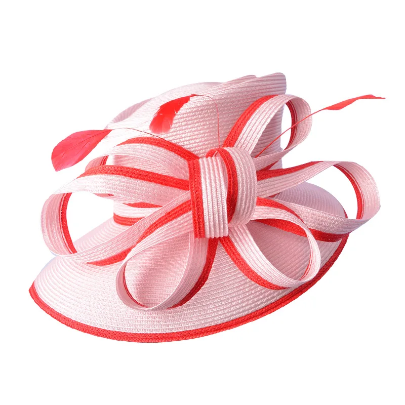 High-Quality Red Wedding Church Hat for Women, Pink Hat for Woman, Elegant Top Hat for Cocktail Party