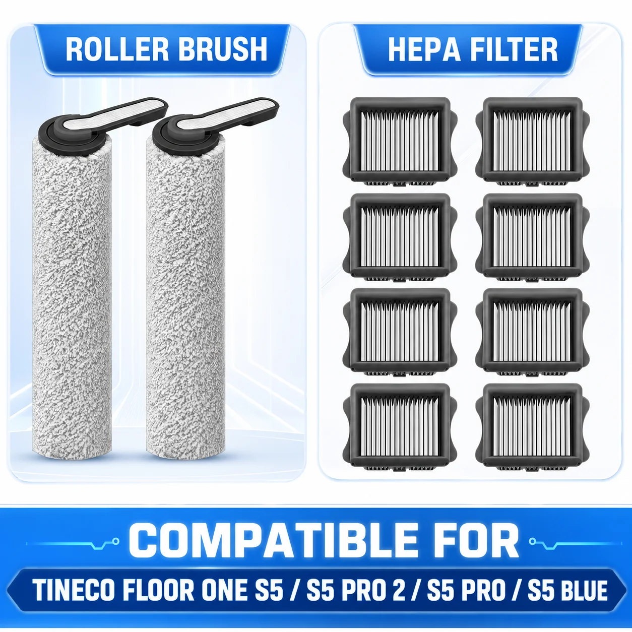 Kompatibel für Tineco Floor ONE S5 / S5 Pro 2 / S5 Pro / S5 Blue Staubsaugerteile Walzenbürste Mopptuch HEPA-Filter Ersatzzubehör