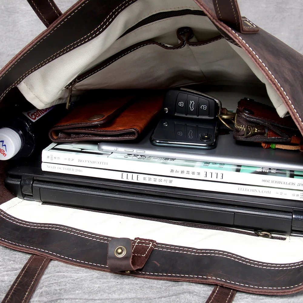 S.WORKER Vollnarbenleder Vintage Schultertasche Große Kapazität Echtleder Laptop-Einkaufstaschen für Frauen – Detail 20