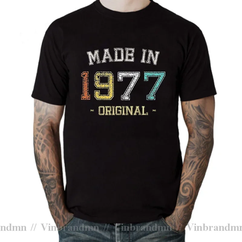 Vintage Made in 1977 Limited Edition T Shirt men Creative All Original Parts Funny Men's T-shirt Father Birthday Gift Tee Shirt